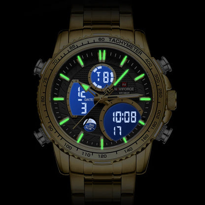 Montre de sport pour homme NAVIFORCE – Montre-bracelet originale de luxe en acier inoxydable, modèle militaire étanche à double affichage