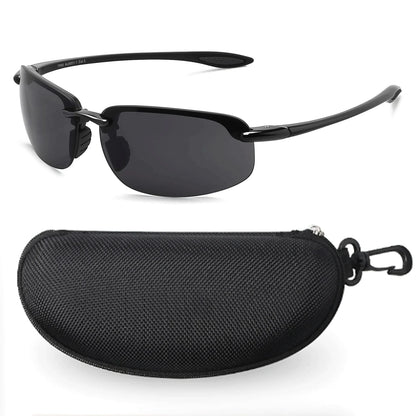 MAXJULI Polarized Sports Sunglasses for Men Women TR90 Rimless Frame Protection for Running Fishing  Driving UV400 8001