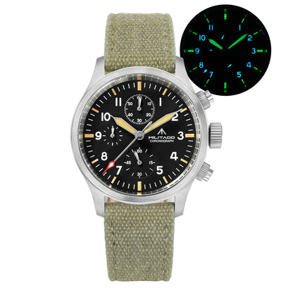MILITADO Chronograph 39mm Watch BGW-9 Luminous Retro Military 100m Waterproof VK61 Quartz Movement Steel Vintage Men Wristwatch