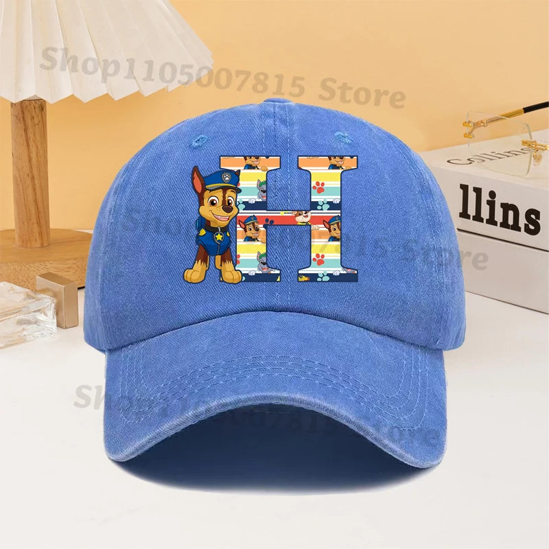 Paw Patrol Fashion Baseball Cap for Men Women Cartoon Letter A-Z Printed Peaked Caps Male Female Summer Hip Hop Sunshade Hat