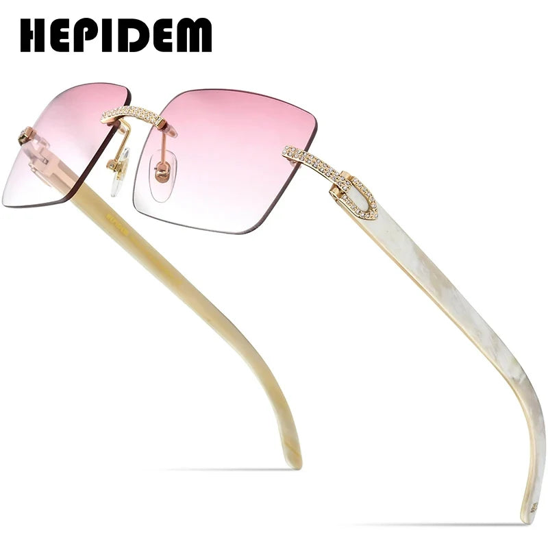 HEPIDEM Buffalo Horn Glasses Men Famous Brand Design Rimless Sunglasses Women Luxury Eyewear Horn-Rim Frameless Buffs Eyeglasses