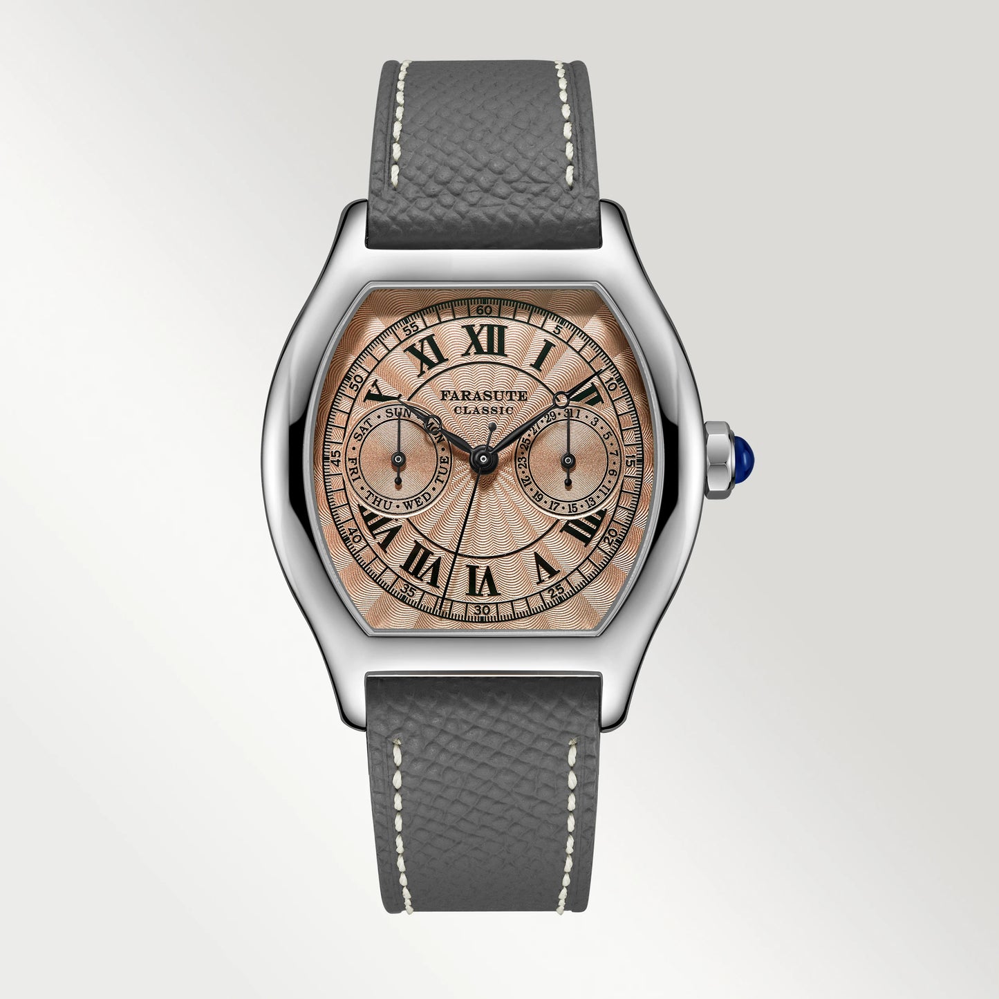 FARASUTE 36mm Luxury Retro Men Quartz Watch VH64 Movement Stainless Steel Sports Fashion Sapphire Glass Waterproof Watch Relogio