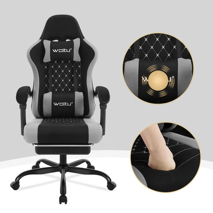 WOLTU sukamoji kompiuterio kėdė su masažo funkcija, ergonominė biuro kėdė su pagalvėle ir pakoju, reguliuojamo aukščio gaming kėdė