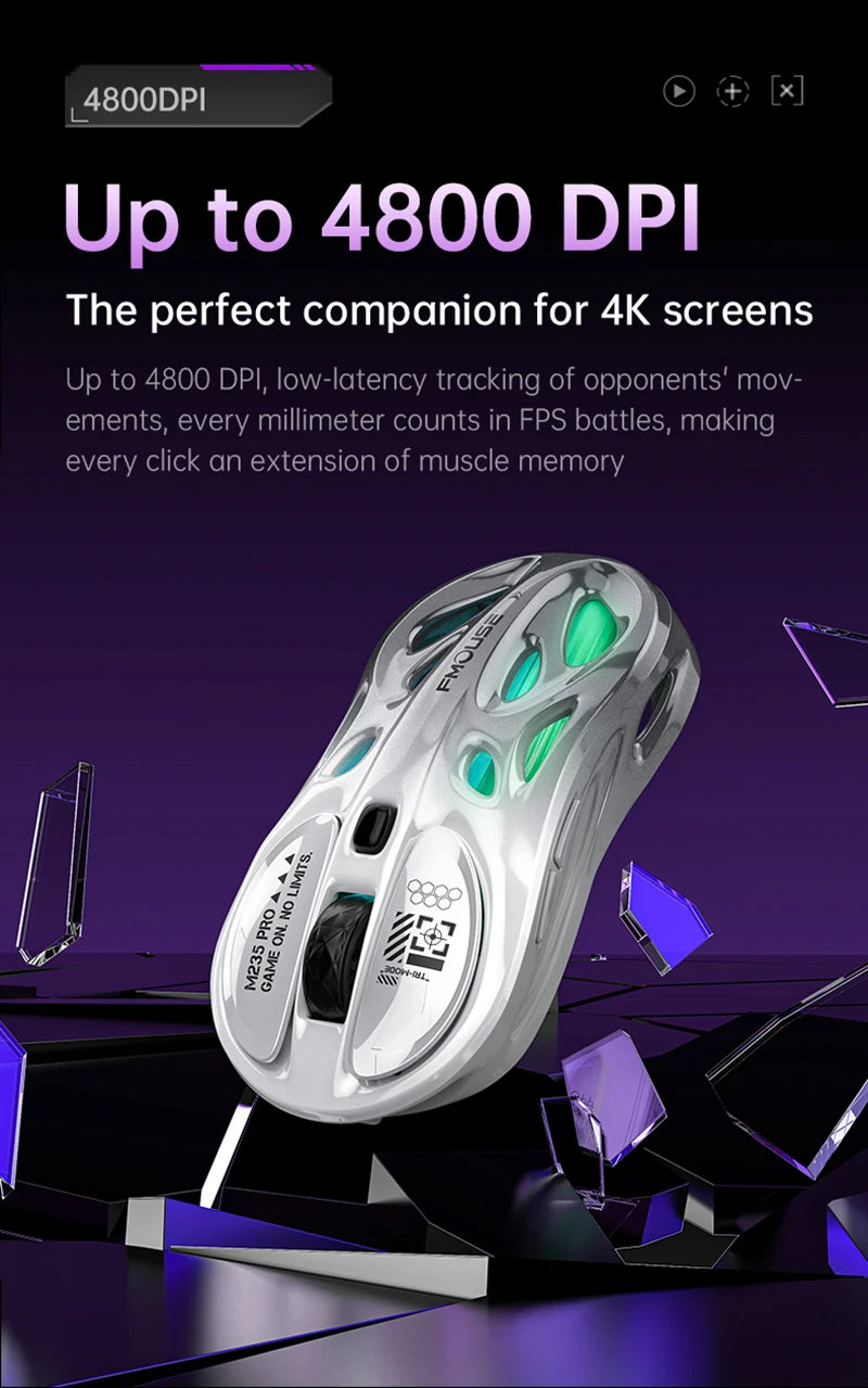 Bezprzewodowa mysz gamingowa 2.4G Tri-Mode RGB, lekka konstrukcja hollow z podświetleniem Chroma, przewodowa/Bluetooth, kontroler myszy e-sportowej