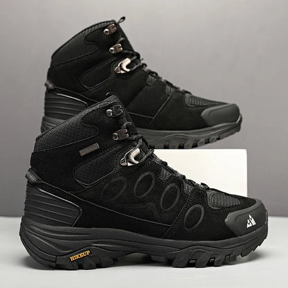 HIKEUP-Bottes de randonnée en daim pour hommes, chaussures de plein air à lacets, bottes de sport chaudes, chaussures de trekking décontractées, non ald, haut, hiver