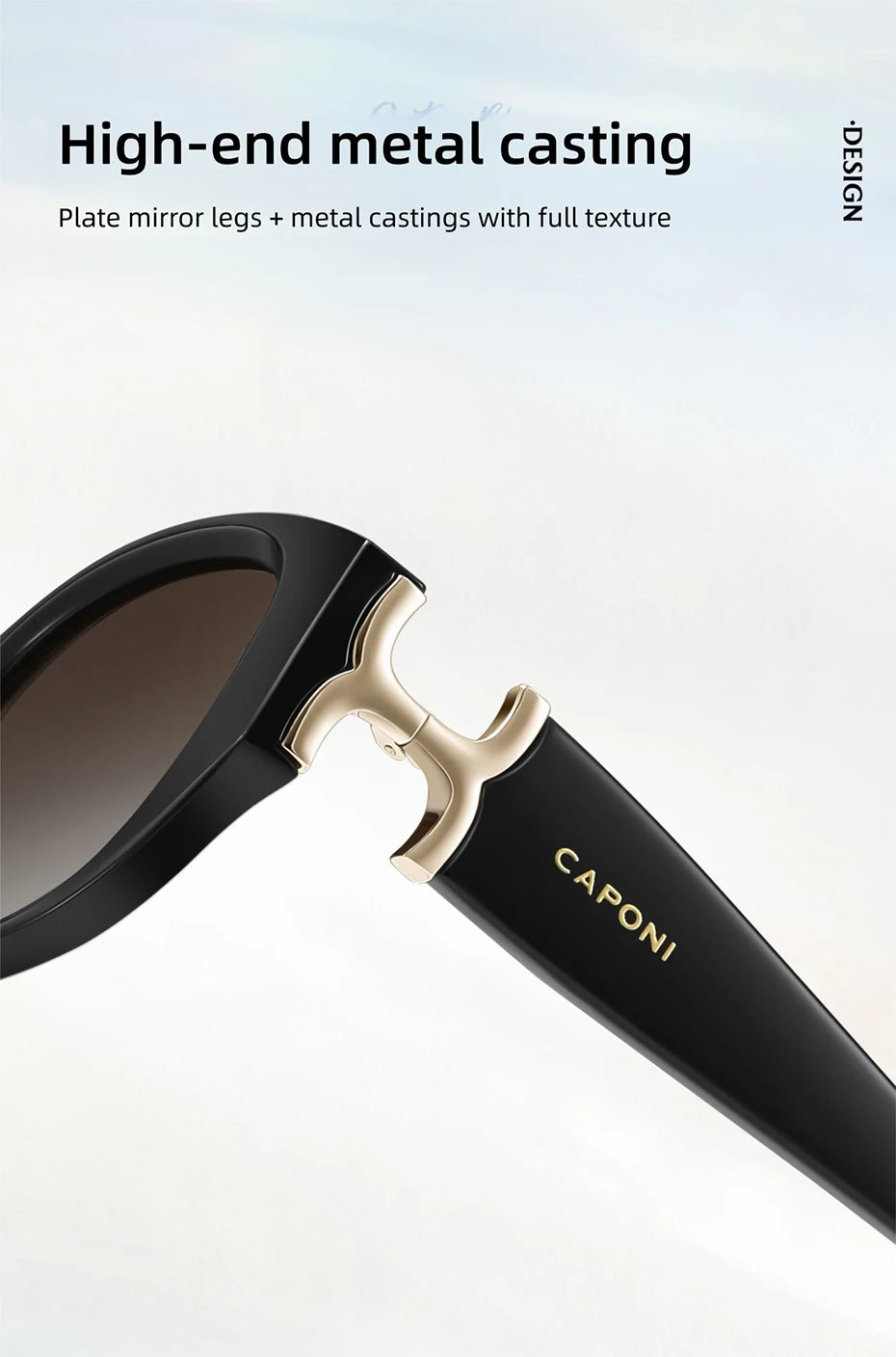 CAPONI New Polarized Women Sunglasses Fshion Luxury Acetate Outdoor Original Design Eyewear UV400 Protection Brown Shade CP36023