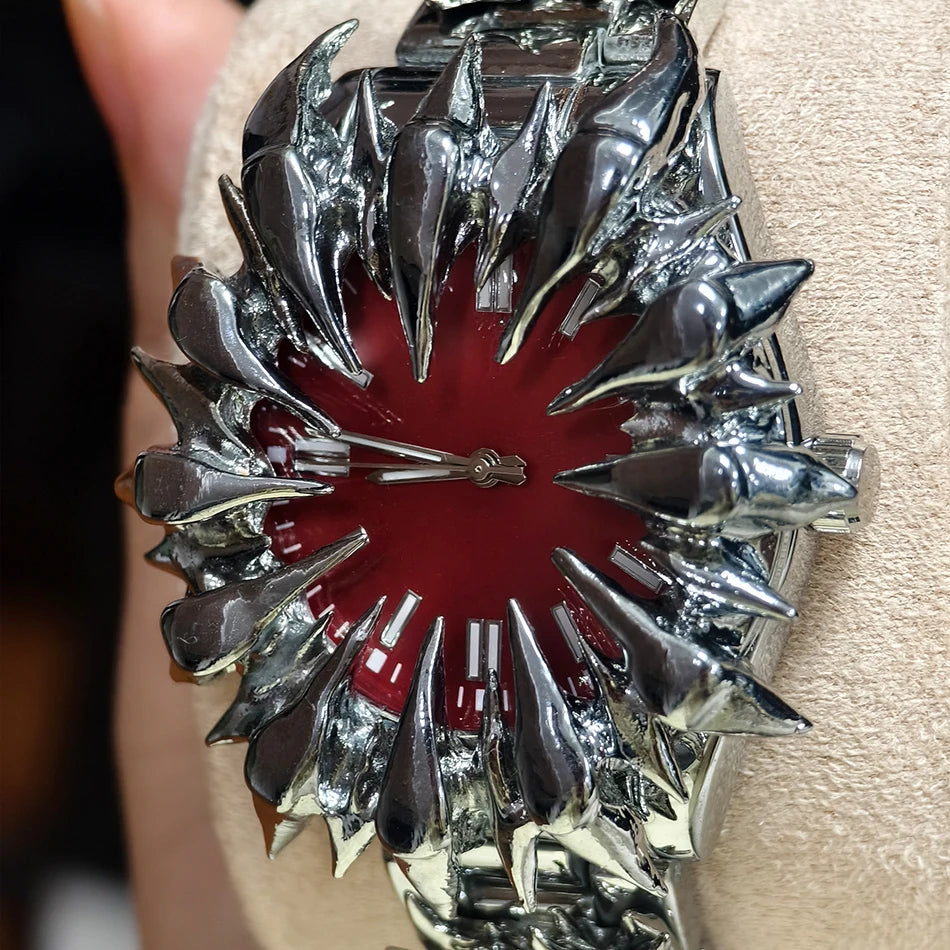 Special-shaped lightning dragon scale spike soldering watch design heavy industry trend Y2K Watches Quirky Quartz Wristwatches