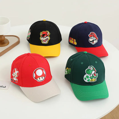 New Super Mushroom Peach Baseball Cap Creative High Color Cartoon Printed Boys and Girls anime merchandise Trendy birthday gifts