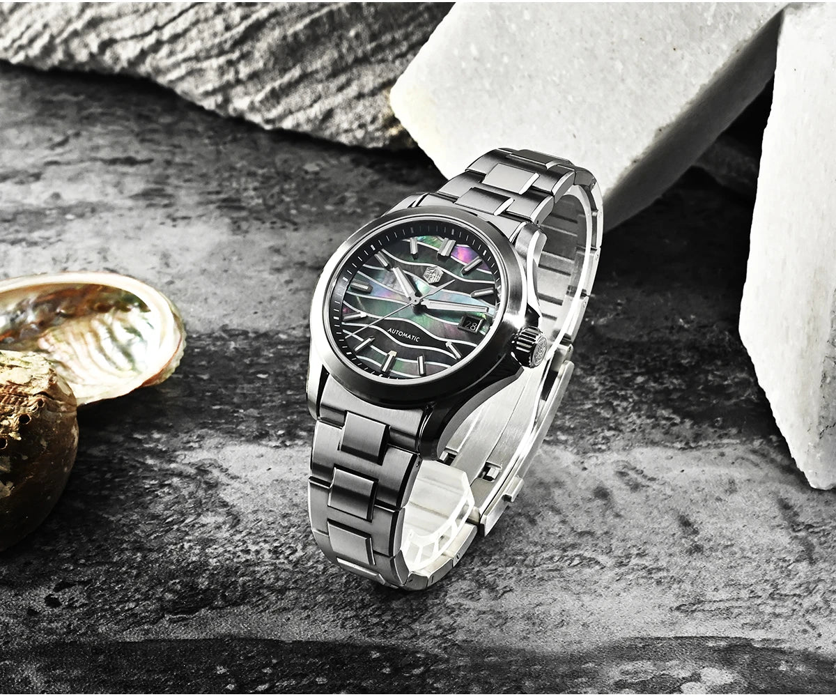 San Martin Official 39mm Guilloche MOP Dial Gada Watch Miyota 9015 Luxury Men's Automatic Mechanical Watches 10 ATM reloj SN0150