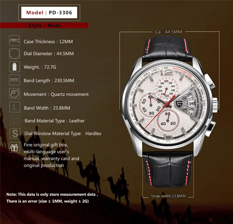PAGANI DESIGN Chronograph Stop Watch for Men Quartz Multi-function Military Pilot Relógios Masculino Reloj Hombre Montre Homme
