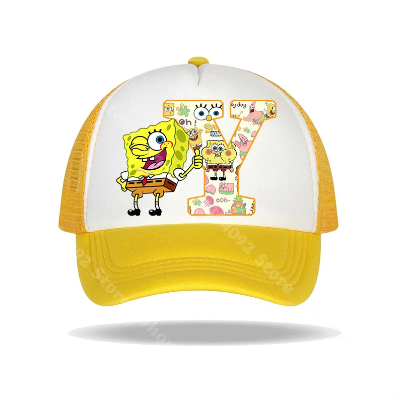 SpongeBob SquarePants basebollkeps för barn och vuxna med bokstavstryck, solhattar, anime, tecknad film, justerbara kepsar med skärm, sommarhattar, vardagshattar, ny
