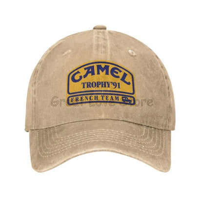 Camel Trophy 91 Cowboyhatt Retro Justerbar Tvättad bomull Golfhatt Sommar Vintage Solskydd Basebollkepsar
