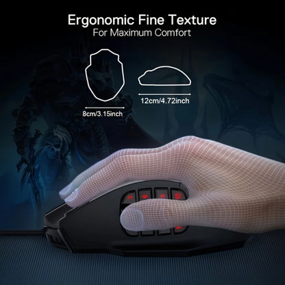 E-YOOSO X-39 programmerbar gamingmus, trådbunden RGB-mus med 18 knappar, 8 avtagbara vikter, 5 DPI, ergonomiskt grepp för dator