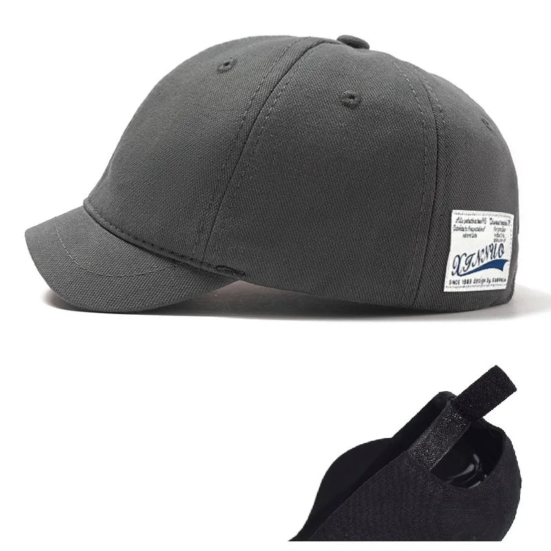 Big Head Hat Back Closed 5cm Short Brim Baseball Cap for Men Mesh Fitted Caps Stretchy Full Closed Caps 56-60cm 61-65cm