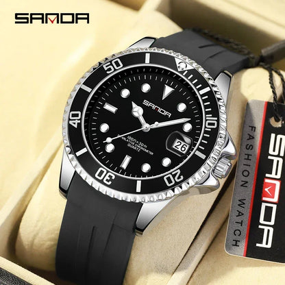 SANDA 7018 Hot Sell Men Quatrz Watch Sport Mens Watches Top Brand Luxury Waterproof Silicone Quartz Clock Men Relogio Masculino