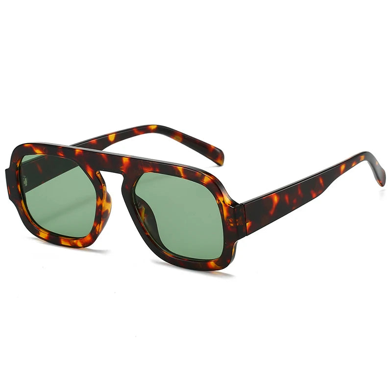 Retro Pilot Square Sunglasses Lady Fashion Simple Ins Black Tea Sun Glasses for Women Men Trending Outdoor Casual Shades UV400