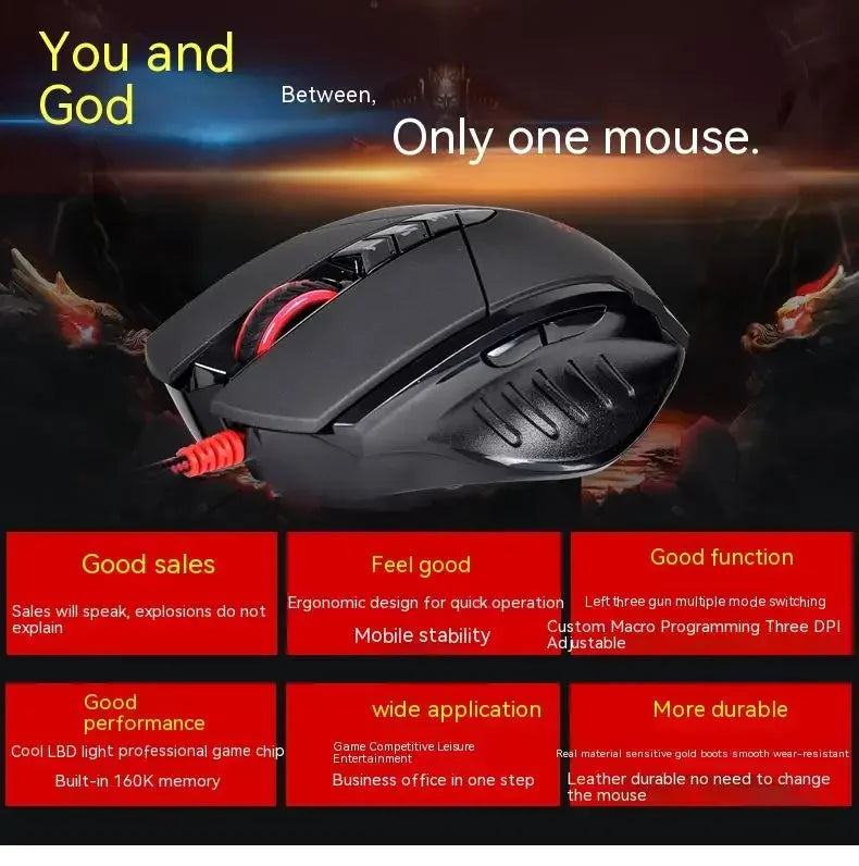 Жична мишка Bloody V7M с RGB, олекотен ергономичен дизайн, 4000dpi, за PC, офис, e-sports гейминг и макро програмиране, за CF LOL CS