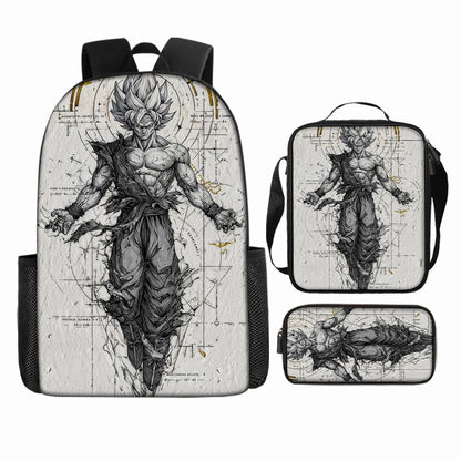 Dragon Ball 3Pcs/Set Backpacks Goku Vegeta Cartoon Print Lunch Bag Pencil Bags Student Casual School Bags Return To School Gift
