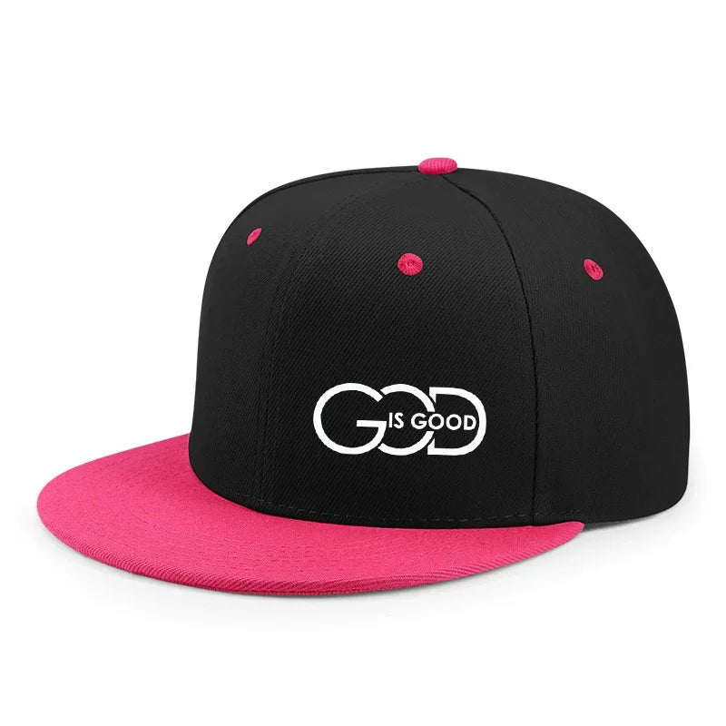 Unisex adjustable baseball cap street flat brim hat printed GOD IS GOOD casual headwear men and women fashion breathable outdoor