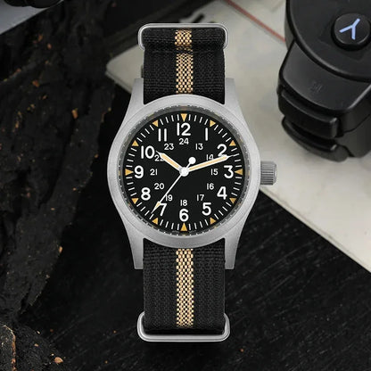 Militado ML05 38mm Military Watch Miyota 2035 Movement Domed Sapphire Crystal C3 Green Luminous 10Bar Waterproof Vintage Watches