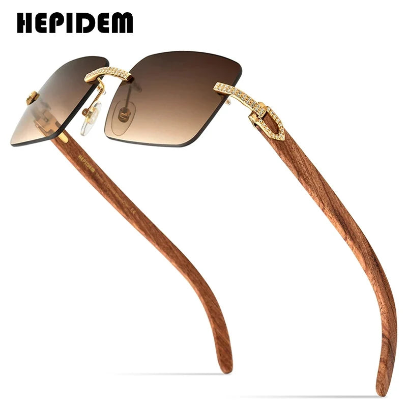 HEPIDEM Buffalo Horn Glasses Men Famous Brand Design Rimless Sunglasses Women Luxury Eyewear Horn-Rim Frameless Buffs Eyeglasses