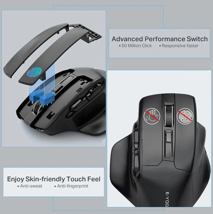 E-YOOSO 2.4G bezdrátová myš PAW3212 4800 DPI ergonomická myš herní myš kancelářská myš pro notebook PC, laptop a MacBook