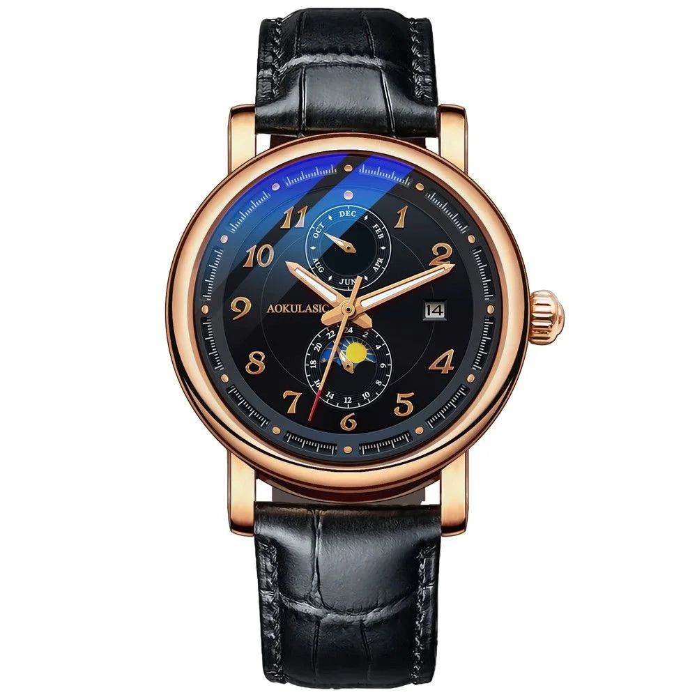 High-End Luxury Men's Mechanical Watch, Fully Automatic Skeleton Design, Fashionable Business Casual Niche Versatile Stylish Trendy Men's Wristwatch, Best-Selling Watch, Top Choice for Men's Gifts, Brand Name Watch, Preferred