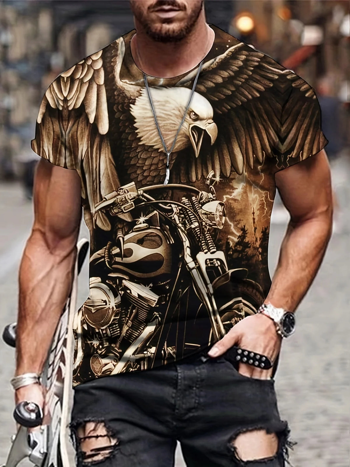 Fashion Eagle Grafik-T-Shirts Luxus-T-Shirt Sommer-T-Shirts für Herren Freizeit-Oberteile Kurzarm-T-Shirt 3D-Druck Herrenbekleidung