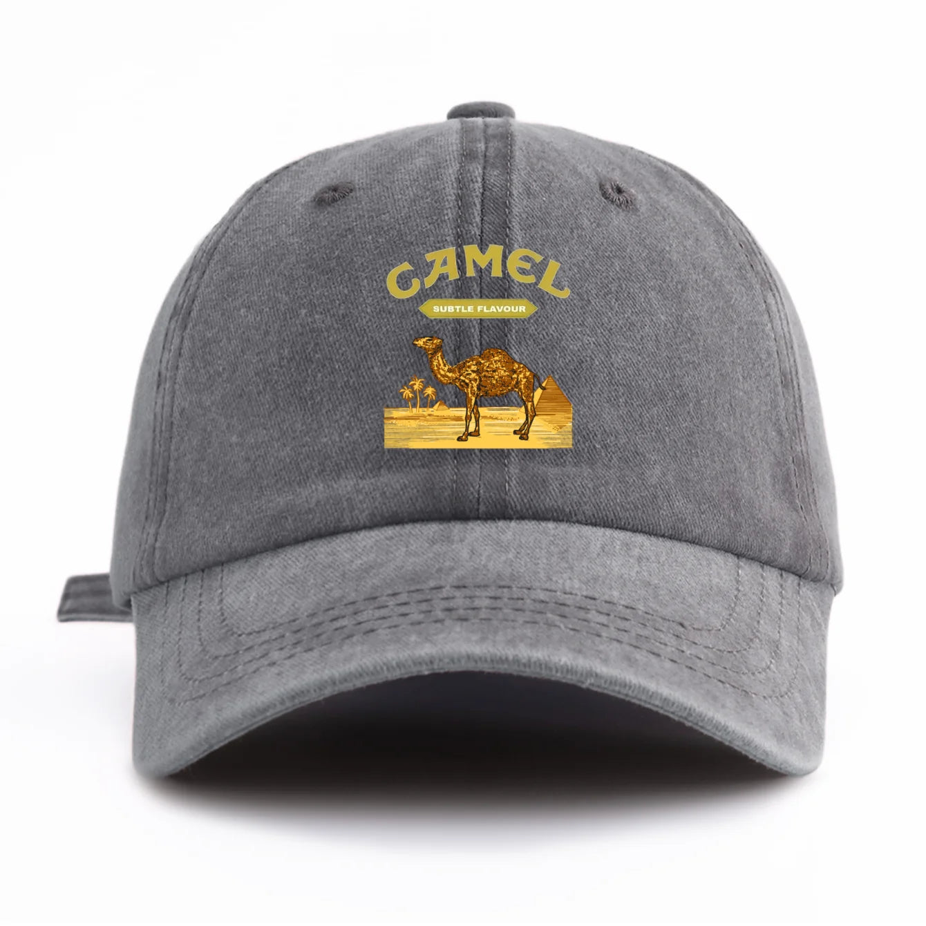 1pc Camel Print Washed Baseball Cap for Adults,  Minimalist Retro Style Casual Soft Adjustable Dad Hat, Perfect As Gift