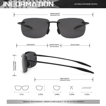 4PCS Ultra Light 11g TR90 Frameless Polarized Aviator Sunglasses - Flexible & Comfort Fit Unisex for Driving, Fishing, Outdoor