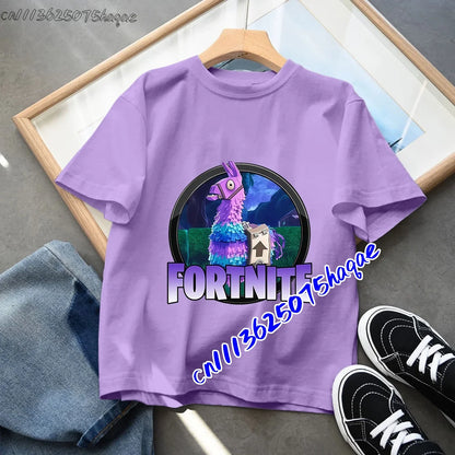 Fortnites Children T-shirts Game Cartoon Printed Figures Fortress Night Tees Game Short Sleeves Tops Summer Boys Girls Clothes