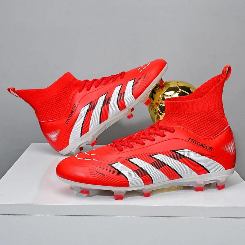 Nouvelles chaussures de football professionnelles pour hommes, crampons de football antidérapants TF/FG, baskets pour garçons, chaussures de sport confortables à la cheville, unisexes