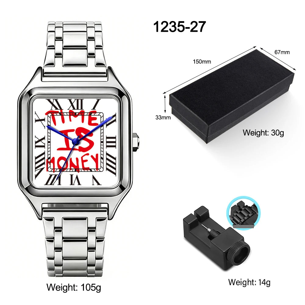 FUCK9.5 Stainless Steel Alloy Square Dial Simple Elegant Ins Style Light Luxury High-end Unisex Square Waterproof Quartz Watch
