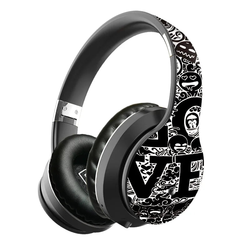Casque de jeu avec écouteurs Bluetooth, Bluetooth 5.0, son Hi-Fi, haut-parleur de 40 mm, lecteur de carte TF, mode FM, design pliable, câble AUX 3,5 mm.