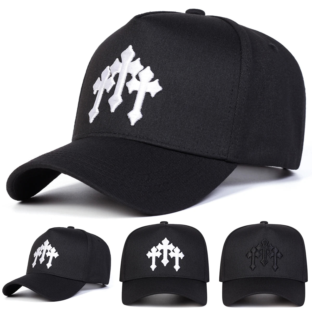 Unisex Cross Embroidery Baseball Caps Spring and Autumn Outdoor Adjustable Casual Hats Sunscreen Hat Sports Cap
