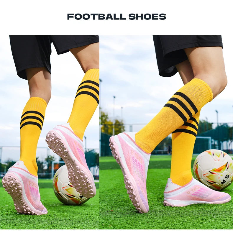 Men Soccer Shoes Training Football Boots Indoor Sneakers TF Long Spikes Match Futsal Ultralight Breathable Cleats Drop Shipping