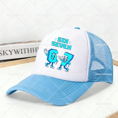 Steal A Brainrot Mesh Baseball Caps Cartoon 67 Six Seven Adult Kids Sports Hats Boys Girls Summer Outdoor Sunshade Peaked Caps