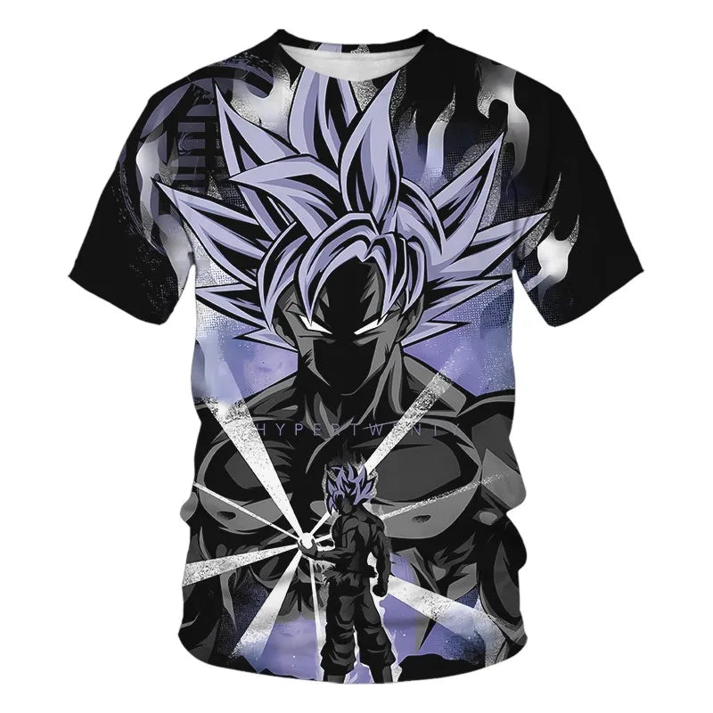 T-shirt Dragon Ball para Criança, Top Tee Anime Figures Son Goku Super Saiyan, T-shirt para Rapaz, Roupa Infantil de Verão de Manga Curta