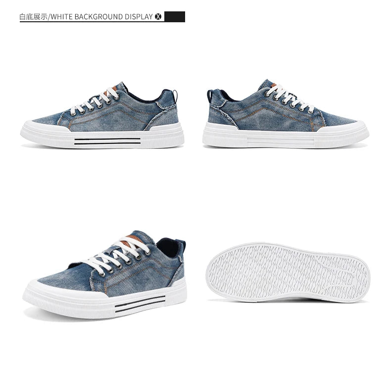 Personalized Spring and Autumn New Men's Shoes, Korean Style Fashionable Large Size Low-Top Casual Shoes, Denim Single Shoes, Versatile Sneakers