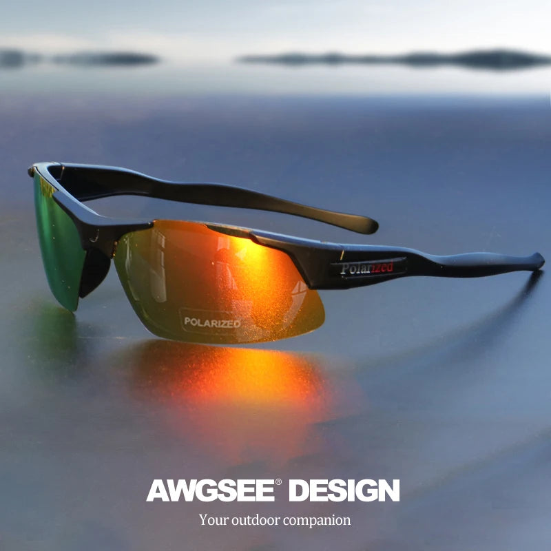 Men's Semi-Rim Polarized Sports Glasses - Matte Durable Frame & HD Coated Lenses for Golf/Fishing/Travel/Daily Use