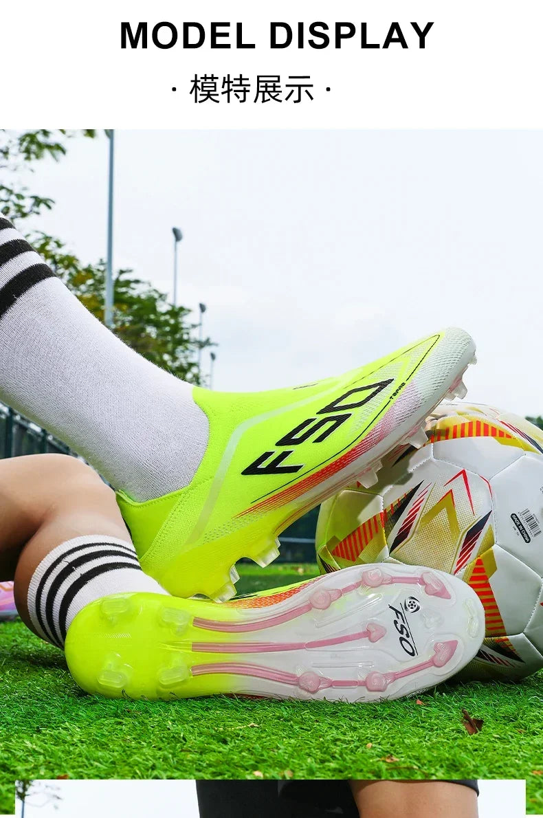 New Men Soccer Shoes Grass Cleats High-quality Match Outdoor Football Boots Non-Slip Boys Sneakers Hot-selling High-top Light