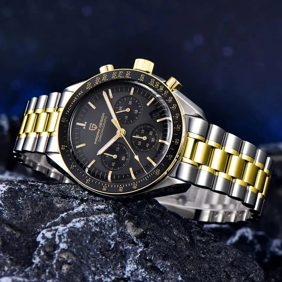 PAGANI DESIGN 2026 New Moon Watch Retro Luxury Quartz Watches For Men Stainless steel Luminous waterproof Sport Chronograph Man