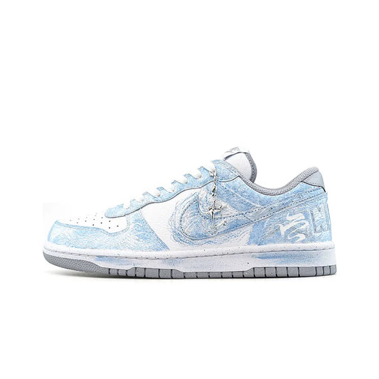 Po meri izdelani športni copati Nike Dunk »Crushed Ice Blue Pudding« – novi kitajski moški nizki skate copati v tehniki »ink wash« (Leto konja)