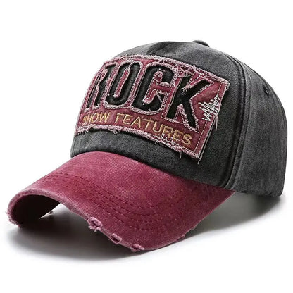 Hochwertige Baseballkappe aus Baumwolle mit ROCK-Schriftzug-Stickerei für Damen und Herren – Gorras Snapback Outdoor-Sport-Sonnenhut