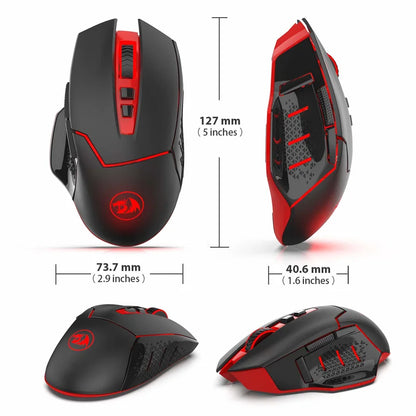 Mouse gaming wireless Redragon M690-1 2.4Ghz cu schimbare DPI, 2 butoane laterale, 2400 DPI, design ergonomic, 8 butoane - mouse negru