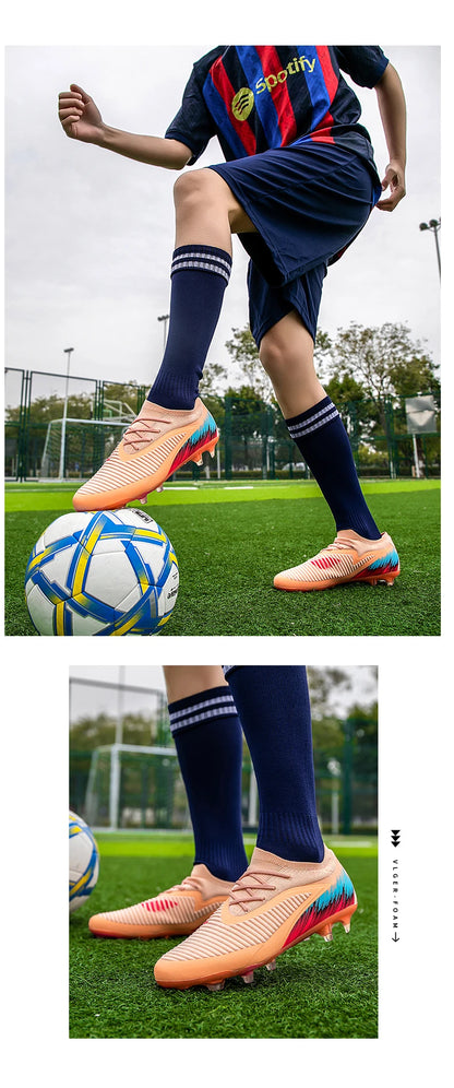 New Men Football Boots Shoes Match Training Soccer Shoes Non-Slip Cleats Long Spikes FG Ultralight Outdoor Sneaker Drop Shipping
