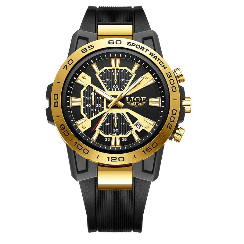 LIGE New Fashion Men Watches Luxury Large Dial Square Design Quartz Watch Casual Silicone Band Men's Sports Watches Reloj Hombre