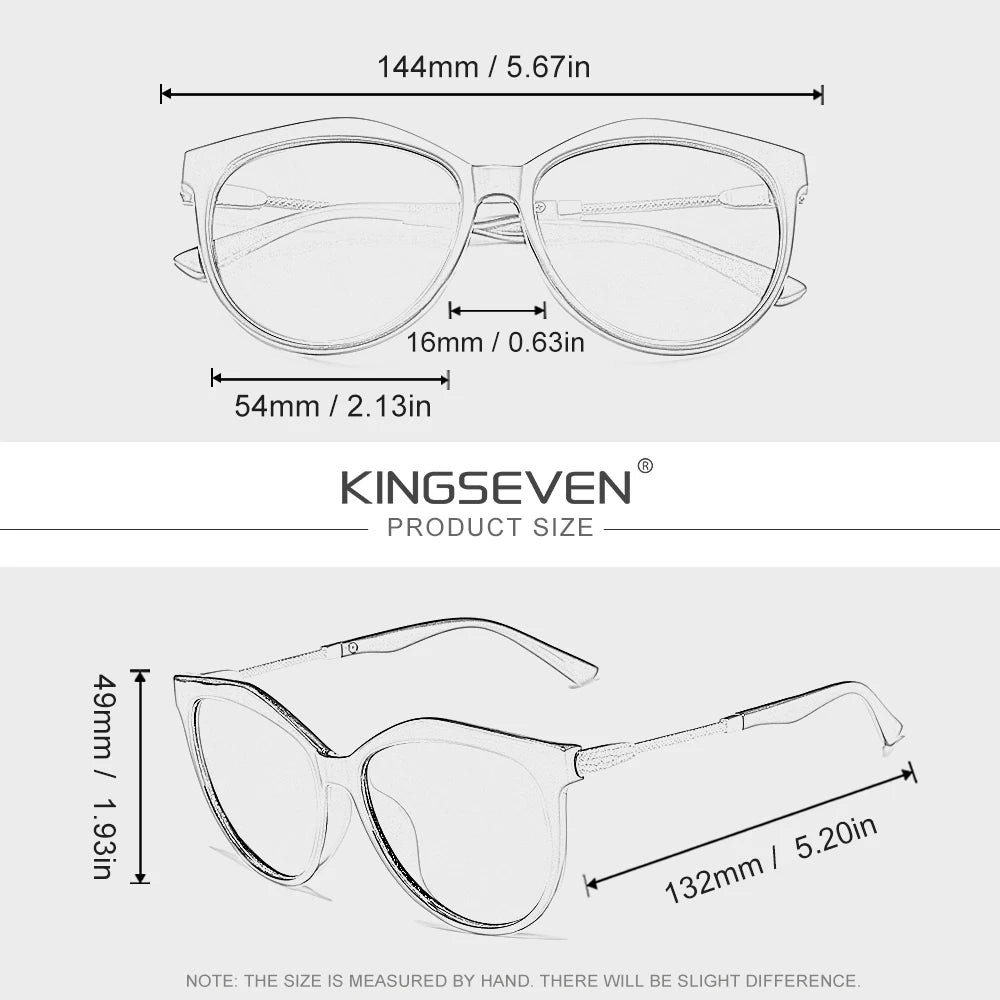 KINGSEVEN Casual Women Sunglasses Driving UV400 Polarized Protective Fashion Glasses Luxury Cat Eye Round Large Eyewear Frames