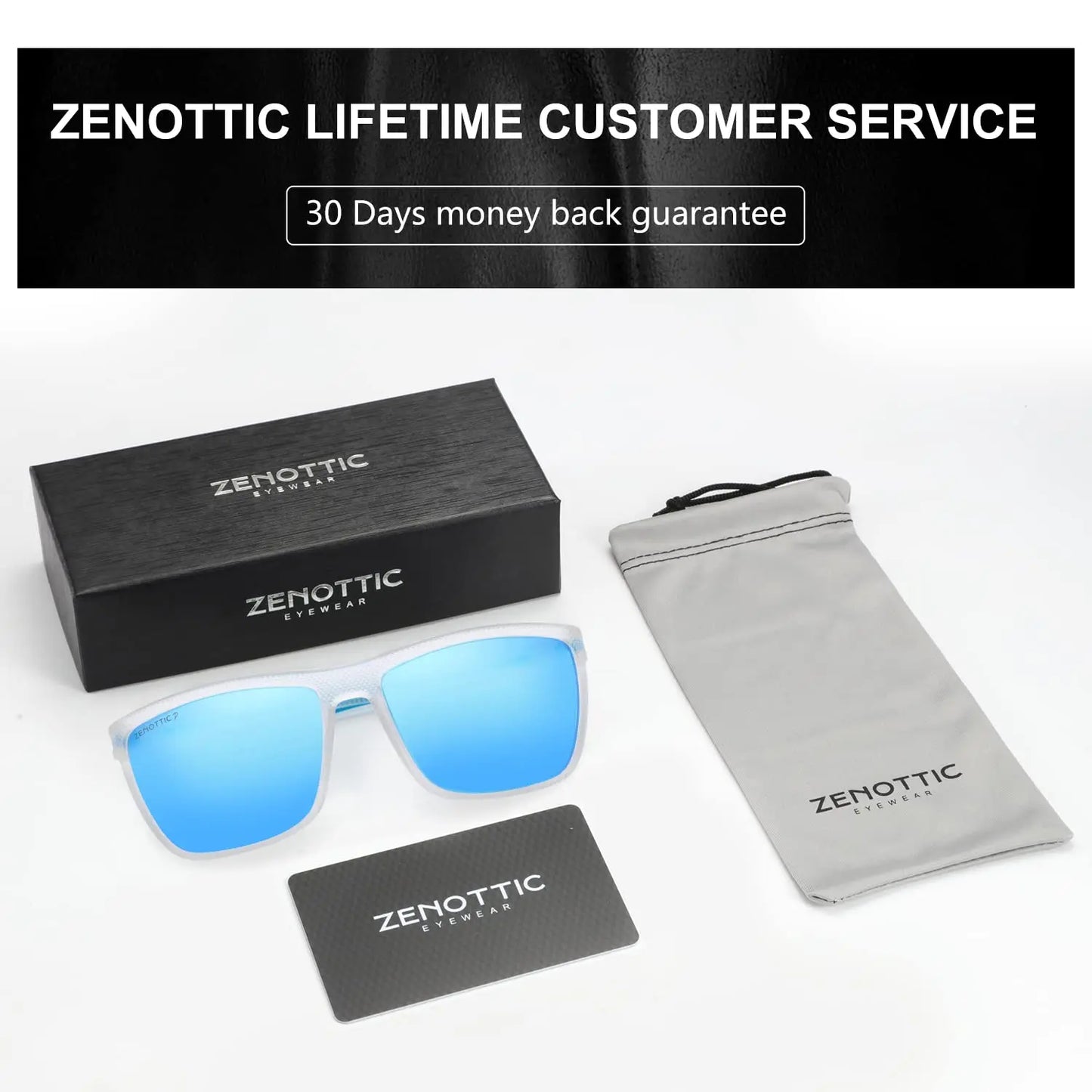 ZENOTTIC Polarized Sunglasses for Men Shades Lightweight TR90 Frame UV400 Protection Square Outdoor Trave Driving Sun Glasses