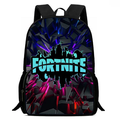 15-инчова Fortnite раница с анимационен дизайн, унисекс, за момчета и момичета, с преден джоб, лека ученическа раница с голям капацитет